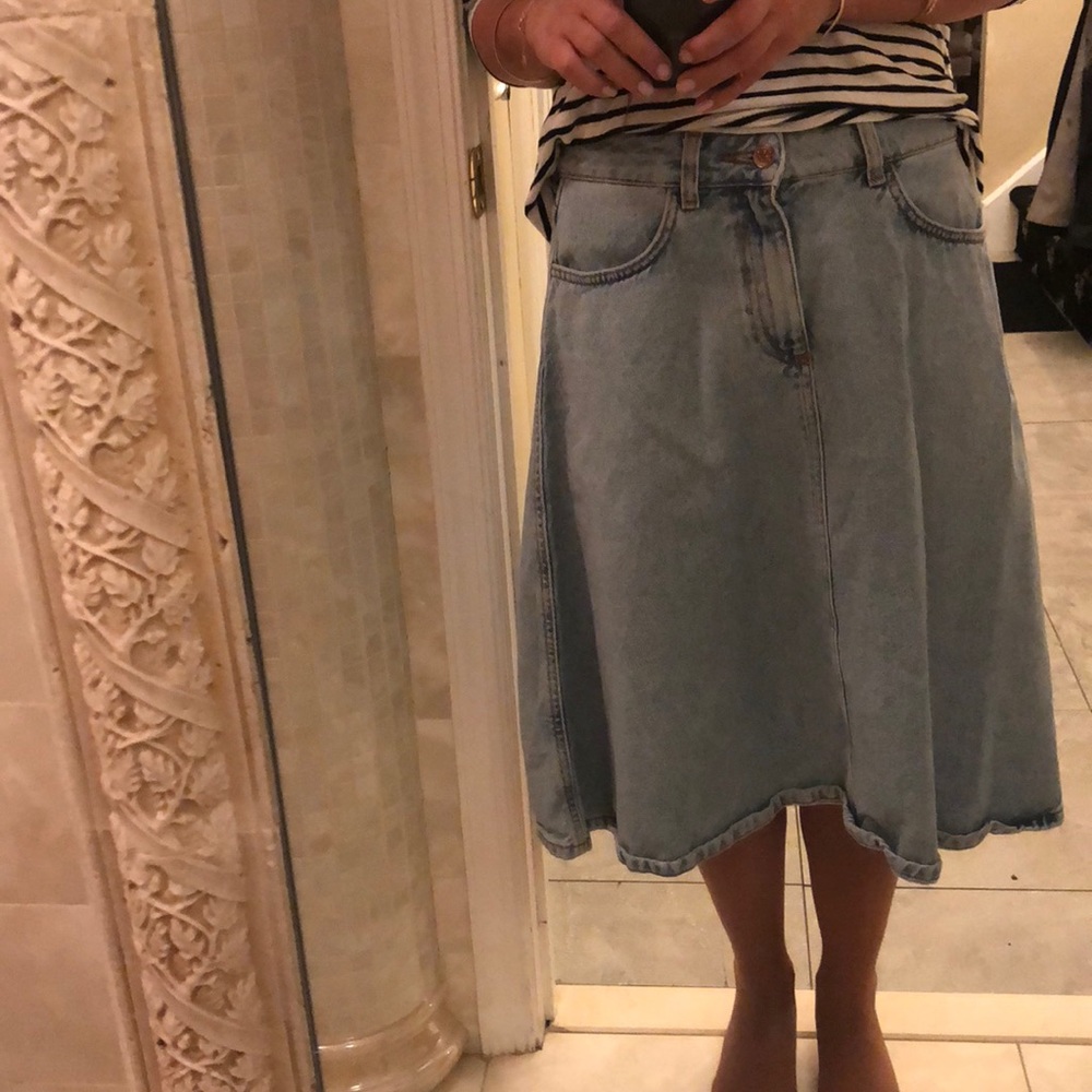 Zara denim midi skirt